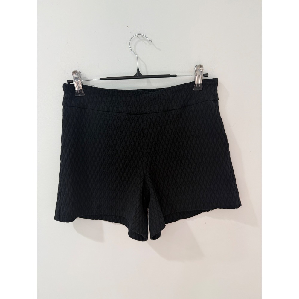 Margaret M Slimming Pant Black Jacquard Diamond Textured Pull On Shorts Medium